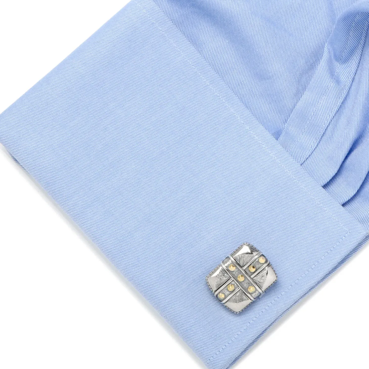 Konstantino Sterling Silver & 18K Gold Square Cross Carved Cufflinks