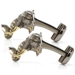 Ox and Bull Trading Co. Sterling Silver and 14K Gold Elephant Cufflinks