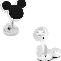 Disney Sterling Silver and Onyx Mickey Mouse Cufflinks