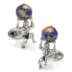 Jan Leslie Sterling Silver Atlas Carrying The World Cufflinks