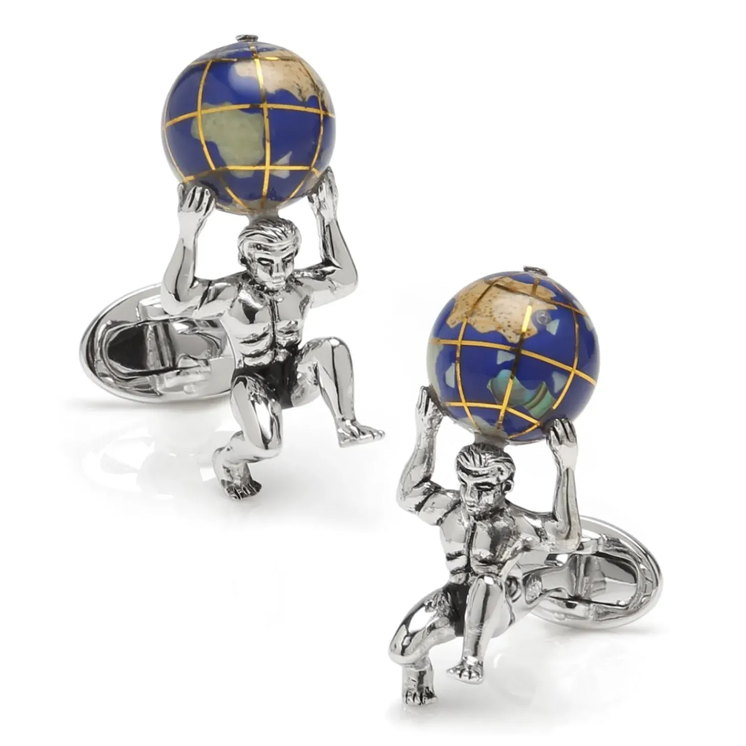 Jan Leslie Sterling Silver Atlas Carrying The World Cufflinks