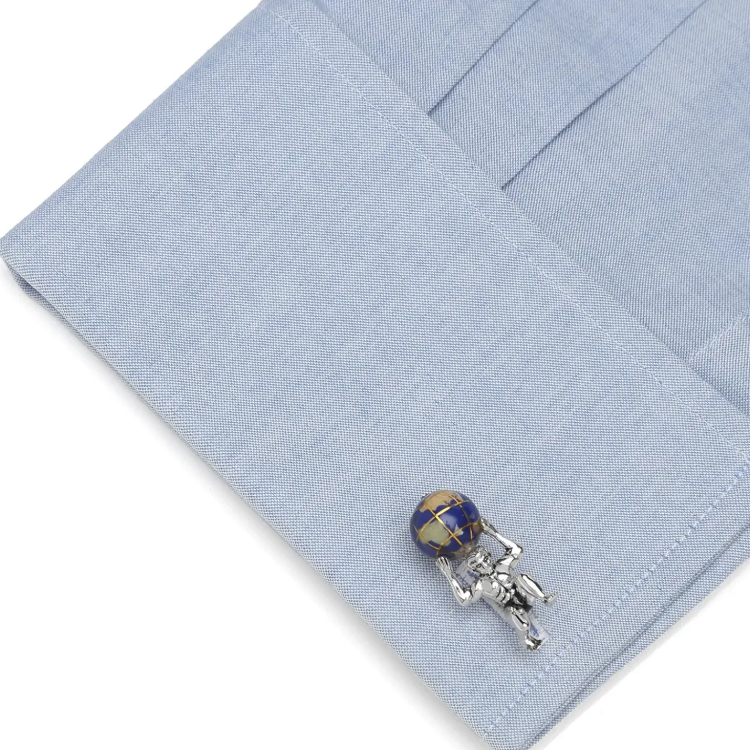 Jan Leslie Sterling Silver Atlas Carrying The World Cufflinks