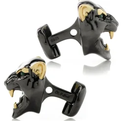 Ox and Bull Trading Co. Sterling Silver Black and Gold Panther Cufflinks