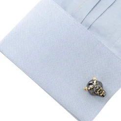 Ox and Bull Trading Co. Sterling Silver Black and Gold Panther Cufflinks