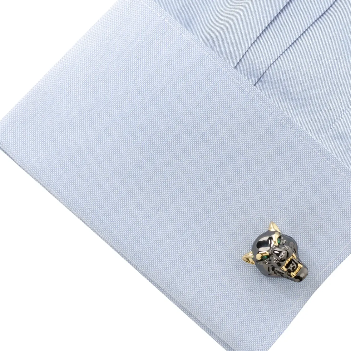 Ox and Bull Trading Co. Sterling Silver Black and Gold Panther Cufflinks