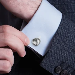Ox and Bull Trading Co. Sterling Silver Braided Knot Cufflinks