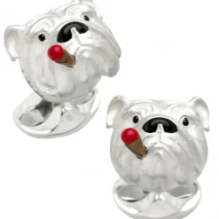 Deakin & Francis Sterling Silver Bulldog with Cigar Cufflinks