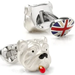 Deakin & Francis Sterling Silver Bulldog with Cigar Cufflinks