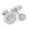 Tateossian Sterling silver Cable Oval cufflinks with moonstone