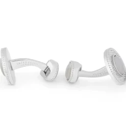 Tateossian Sterling silver Cable Oval cufflinks with moonstone