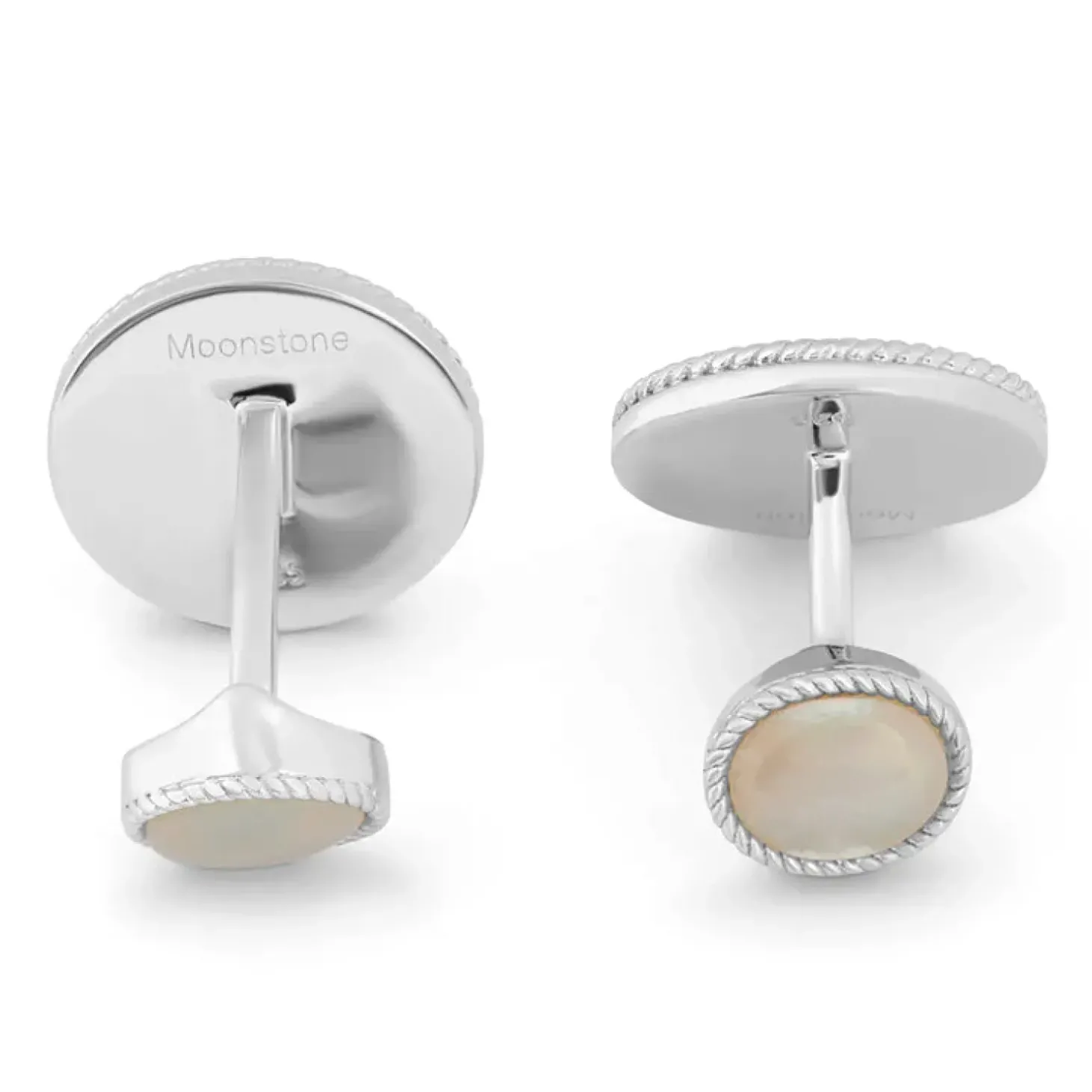 Tateossian Sterling silver Cable Oval cufflinks with moonstone