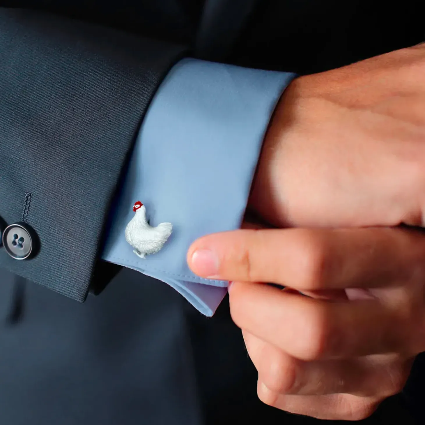 Jan Leslie Sterling Silver Chicken and 18KT Gold Vermeil Egg Cufflinks