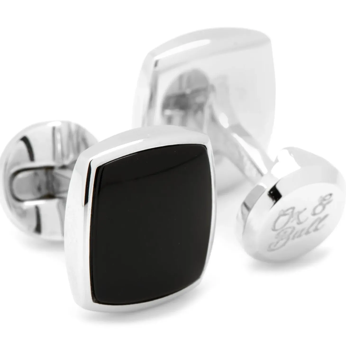 Ox and Bull Trading Co. Sterling Silver Classic Cushion Onyx Cufflinks