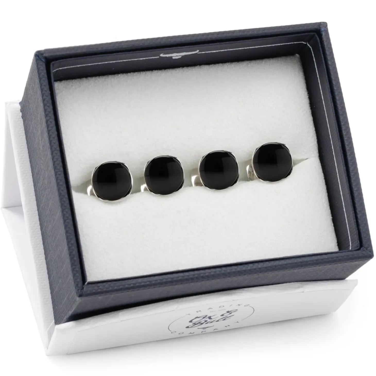 Ox and Bull Trading Co. Sterling Silver Classic Formal Black Onyx Studs