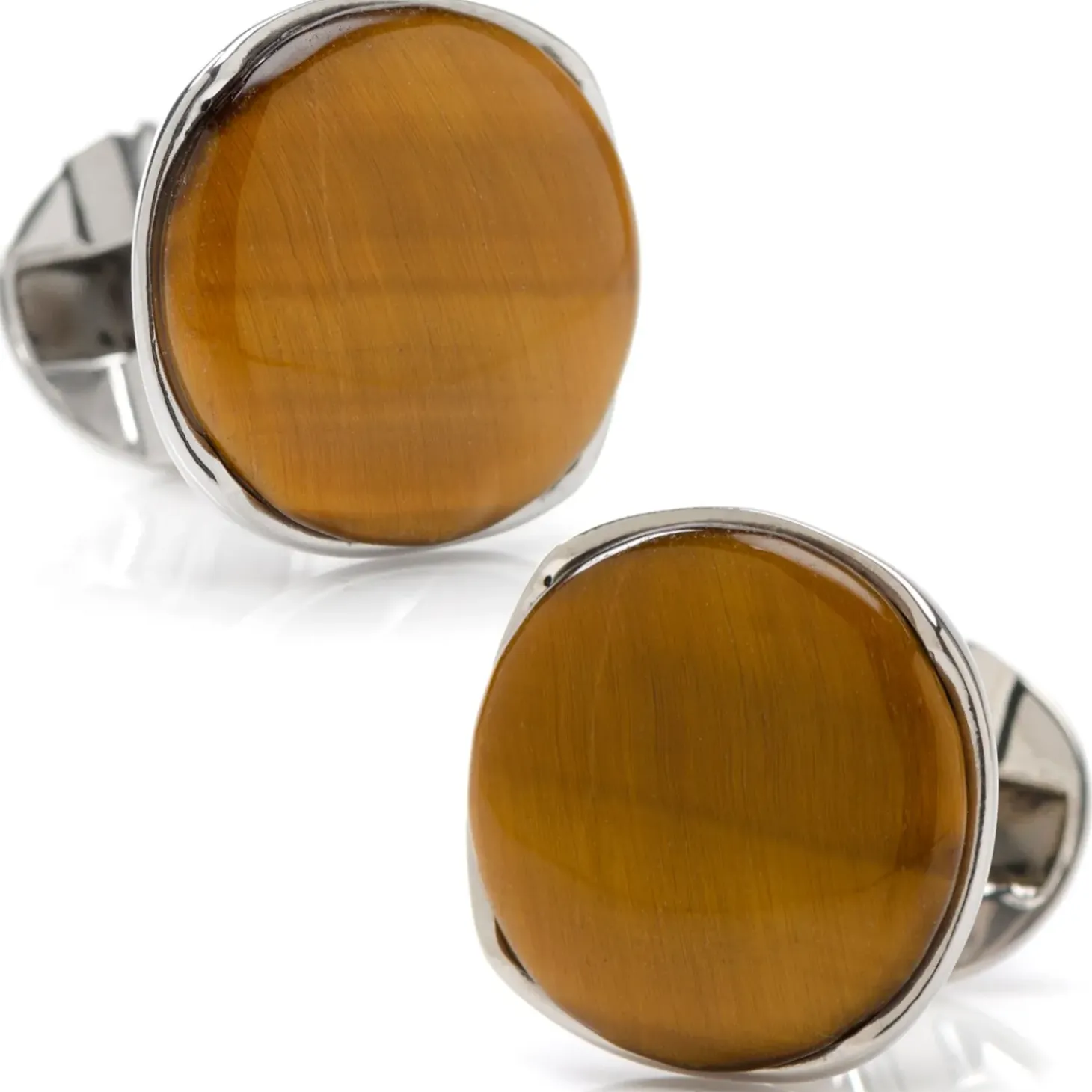Ox and Bull Trading Co. Sterling Silver Classic Formal Tigers Eye Cufflinks