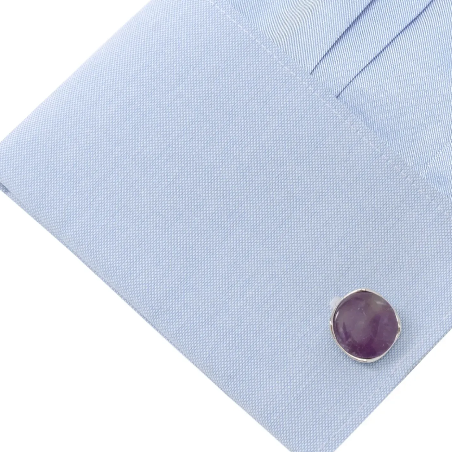 Ox and Bull Trading Co. Sterling Silver Classic Formal Amethyst Cufflinks