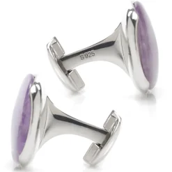 Ox and Bull Trading Co. Sterling Silver Classic Formal Amethyst Cufflinks