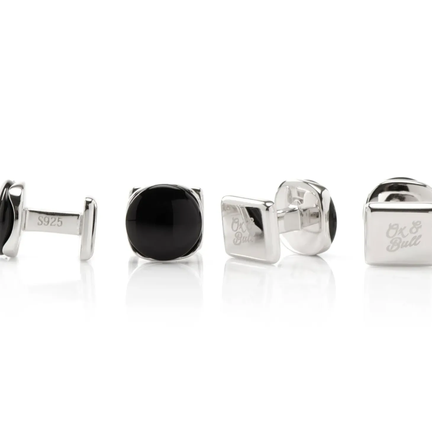 Ox and Bull Trading Co. Sterling Silver Classic Formal Onyx Stud Set