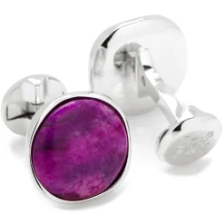 Ox and Bull Trading Co. Sterling Silver Classic Round Sugilite Nebula Cufflinks