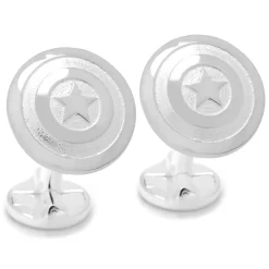 Marvel Sterling Silver 3D Captain America Shield Cufflinks