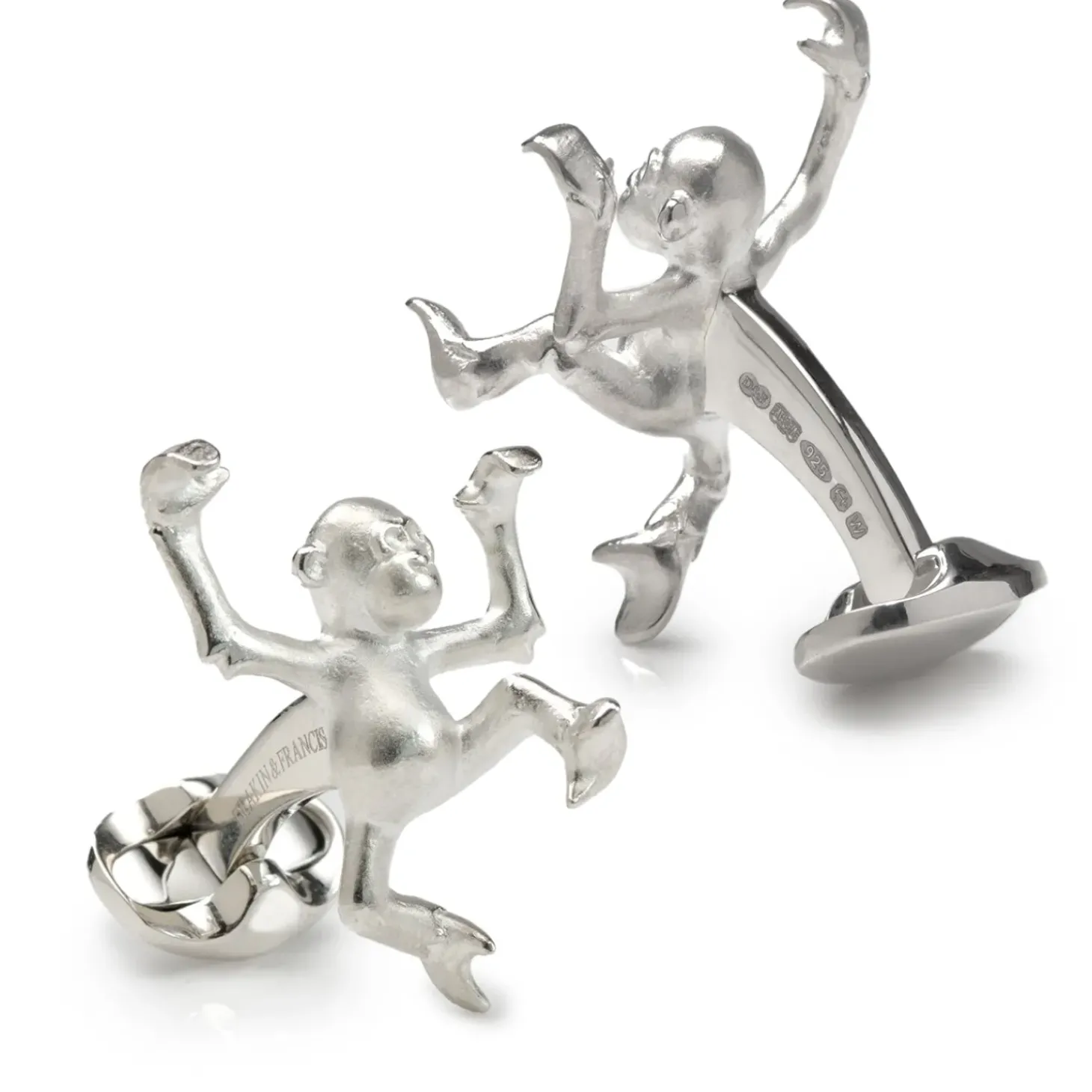 Deakin & Francis Sterling Silver Dancing Monkey Cufflinks