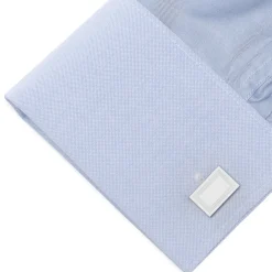 Ox and Bull Trading Co. Sterling Silver Etched Frame Rectangle Engravable Cufflinks