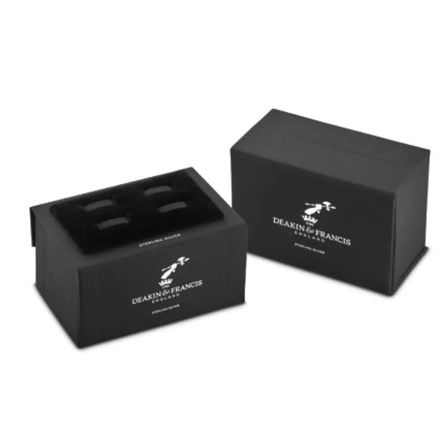 Deakin & Francis Sterling Silver Hexagonal Cufflinks with Onyx and Diamond