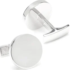 Ox and Bull Trading Co. Sterling Silver Infinity Edge Round Engravable Cufflinks