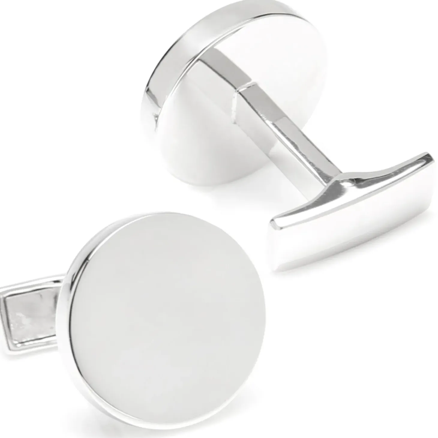 Ox and Bull Trading Co. Sterling Silver Infinity Edge Round Engravable Cufflinks