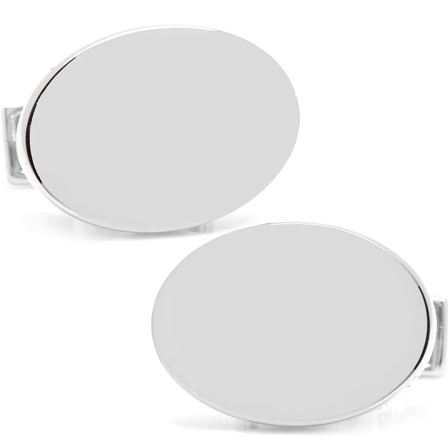 Ox and Bull Trading Co. Sterling Silver Infinity Edge Oval Engravable Cufflinks