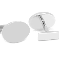 Ox and Bull Trading Co. Sterling Silver Infinity Edge Oval Engravable Cufflinks