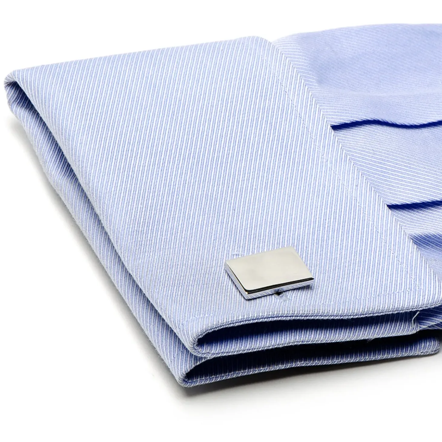 Ox and Bull Trading Co. Sterling Silver Infinity Edge Rectangle Engravable Cufflinks