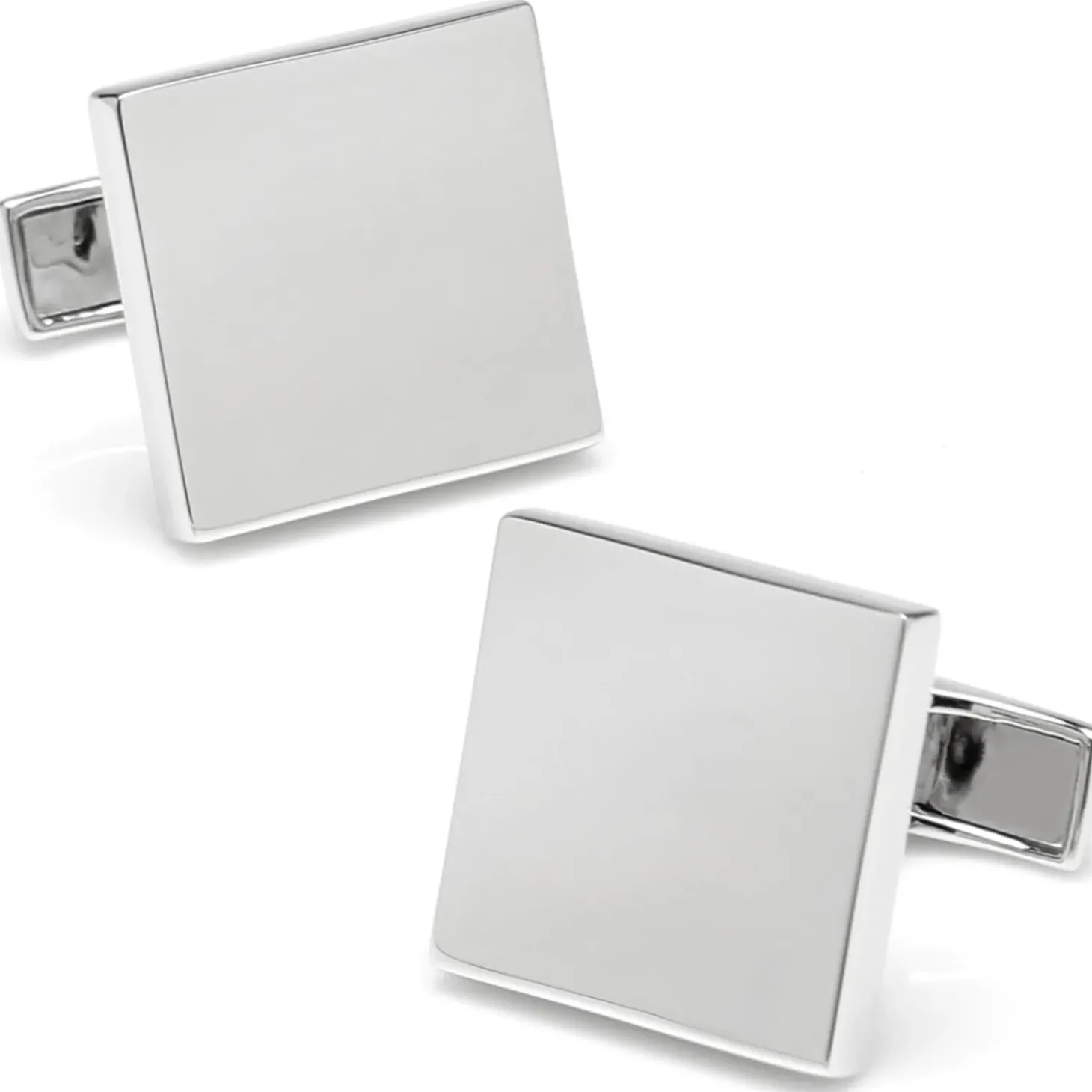 Ox and Bull Trading Co. Sterling Silver Infinity Edge Square Engravable Cufflinks