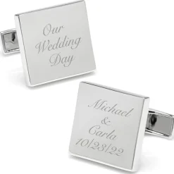 Ox and Bull Trading Co. Sterling Silver Infinity Edge Square Engravable Cufflinks