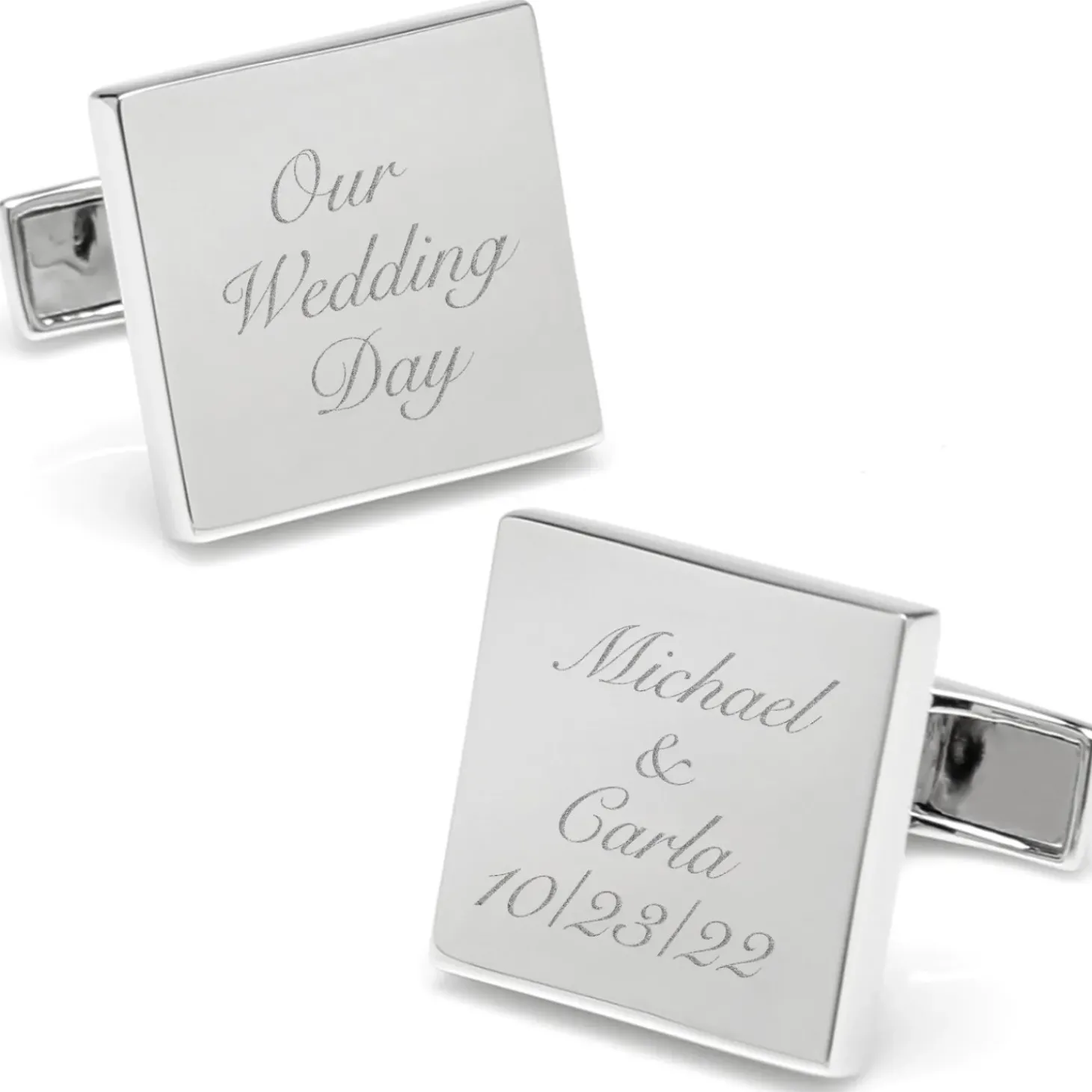 Ox and Bull Trading Co. Sterling Silver Infinity Edge Square Engravable Cufflinks