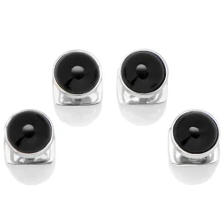 Ox and Bull Trading Co. Sterling Silver Ribbed Onyx Studs