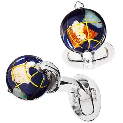 Jan Leslie Sterling Silver Spinning Globe Cufflinks