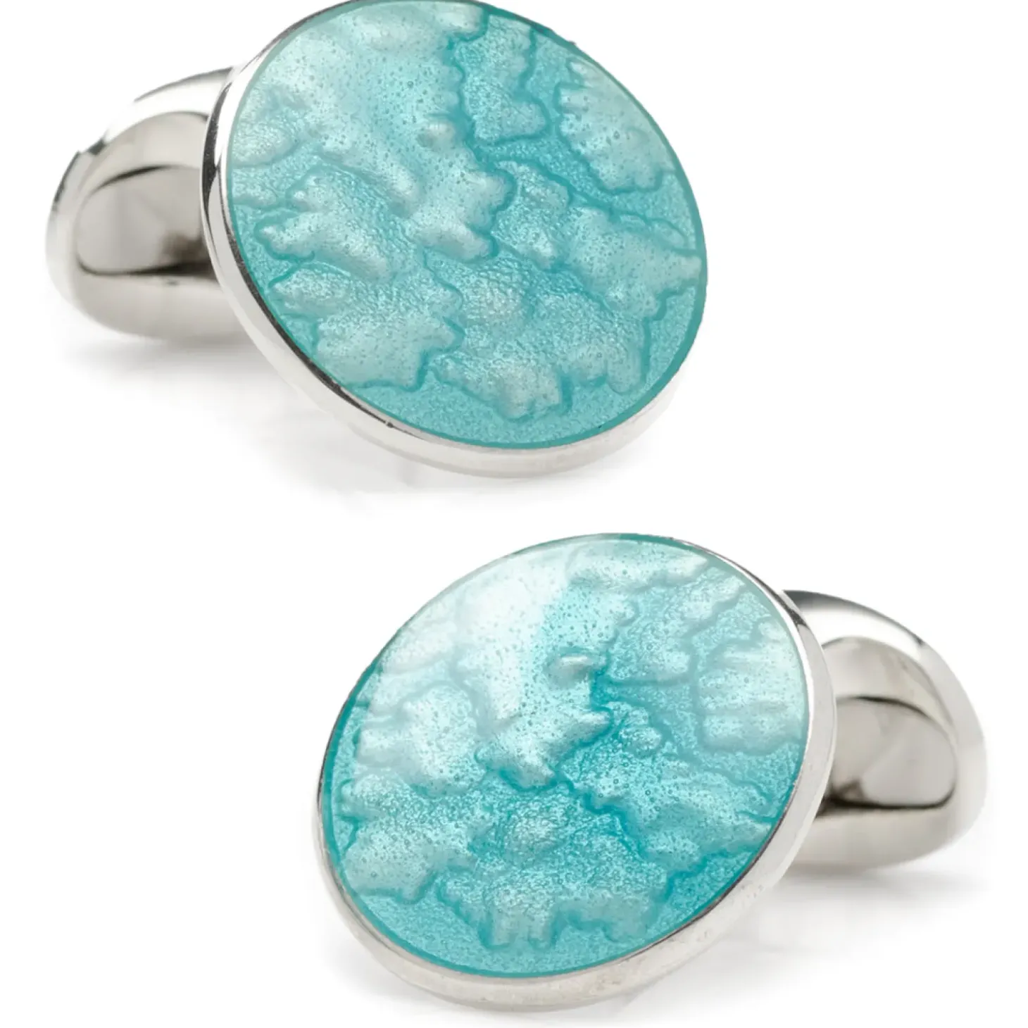 Deakin & Francis Sterling Silver Summer Haze Enamel Cufflinks in Turquoise