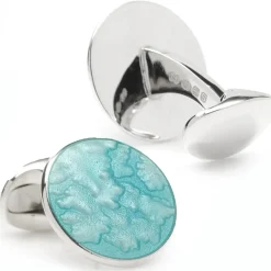 Deakin & Francis Sterling Silver Summer Haze Enamel Cufflinks in Turquoise