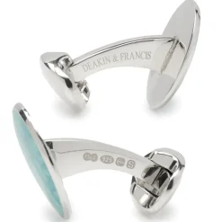 Deakin & Francis Sterling Silver Summer Haze Enamel Cufflinks in Turquoise