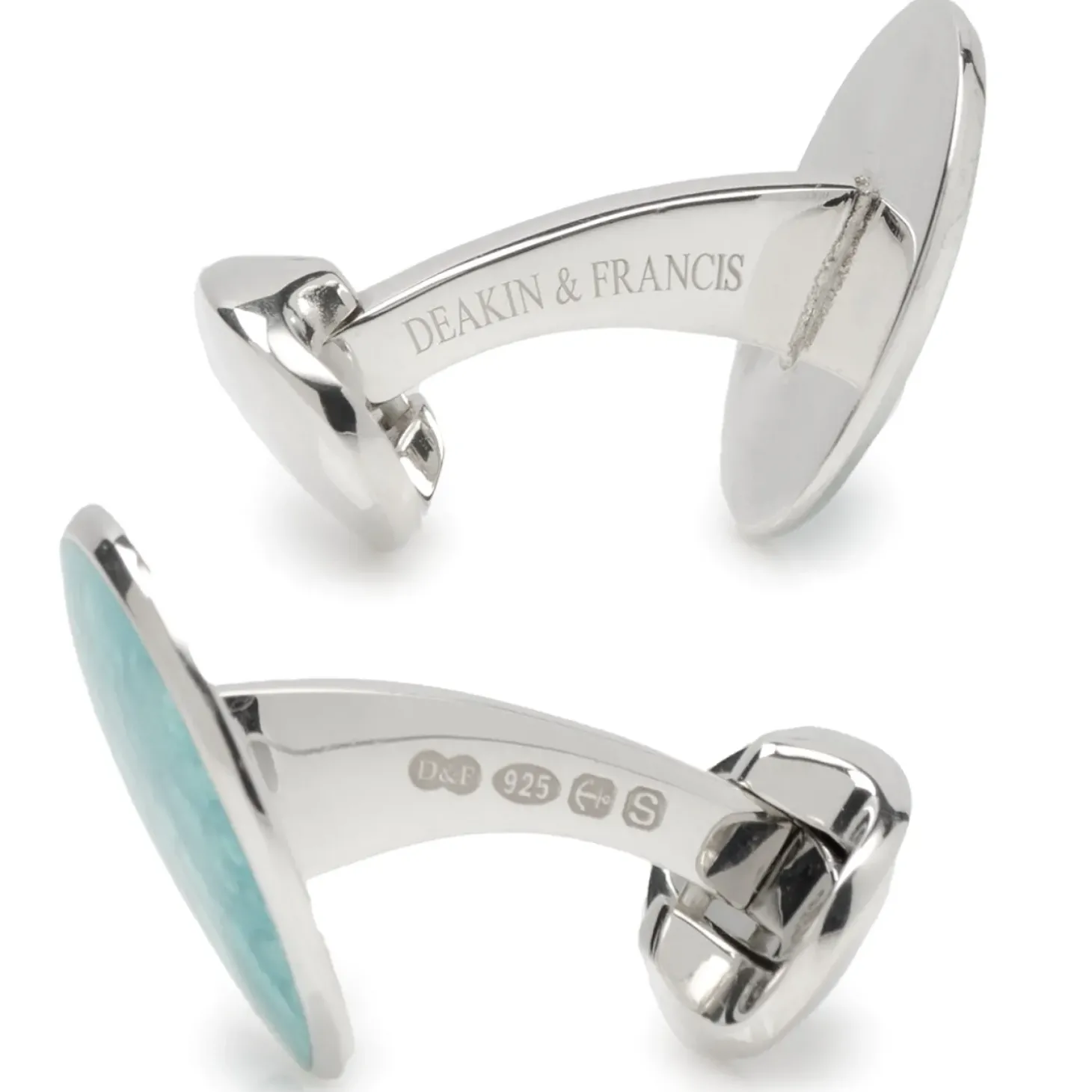 Deakin & Francis Sterling Silver Summer Haze Enamel Cufflinks in Turquoise