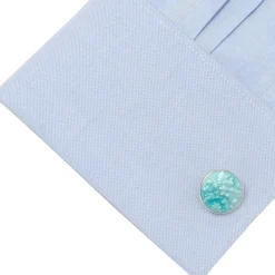 Deakin & Francis Sterling Silver Summer Haze Enamel Cufflinks in Turquoise