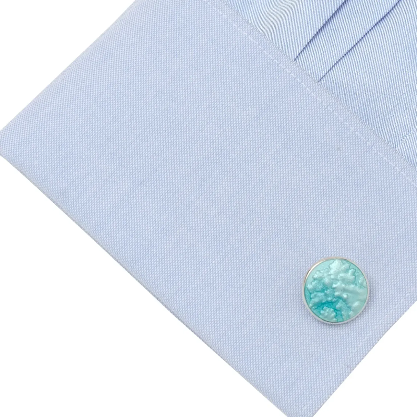 Deakin & Francis Sterling Silver Summer Haze Enamel Cufflinks in Turquoise
