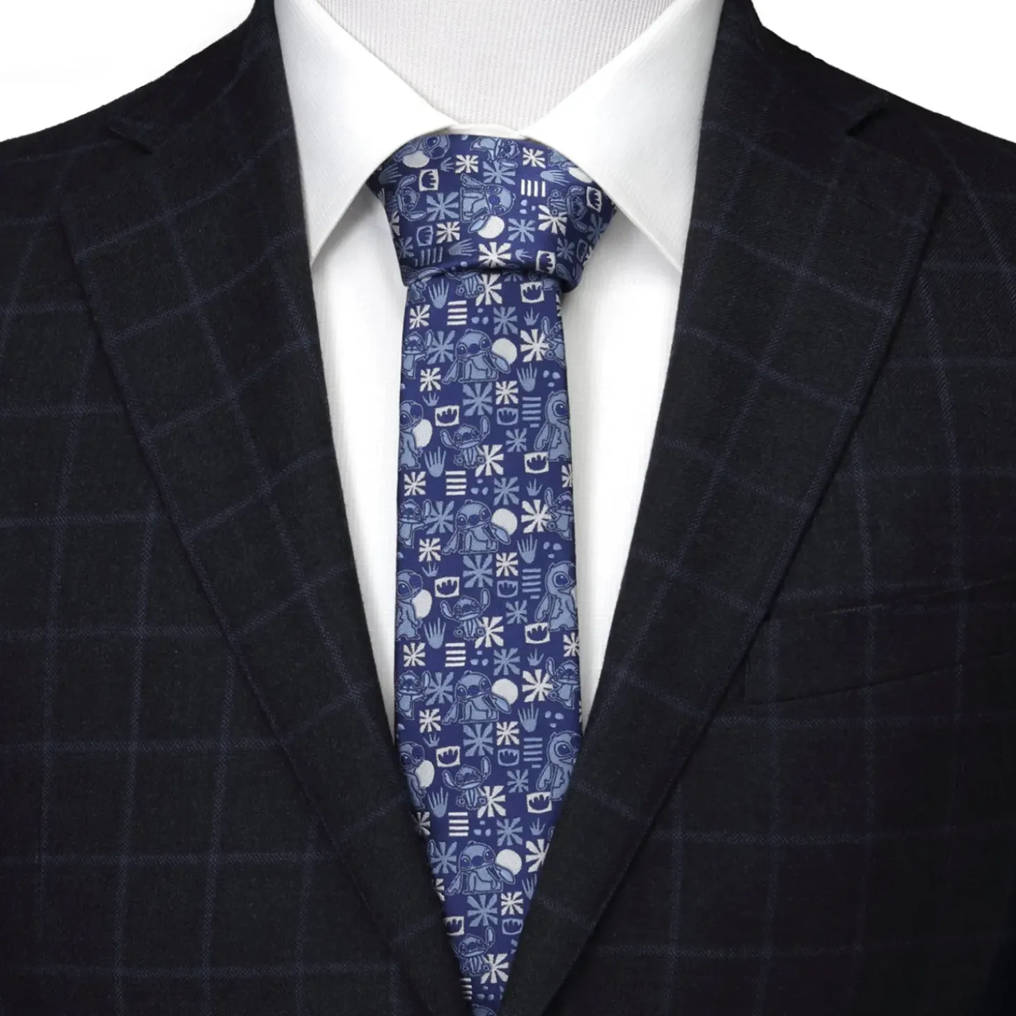 Disney Stitch Blue Tropical Mens Tie
