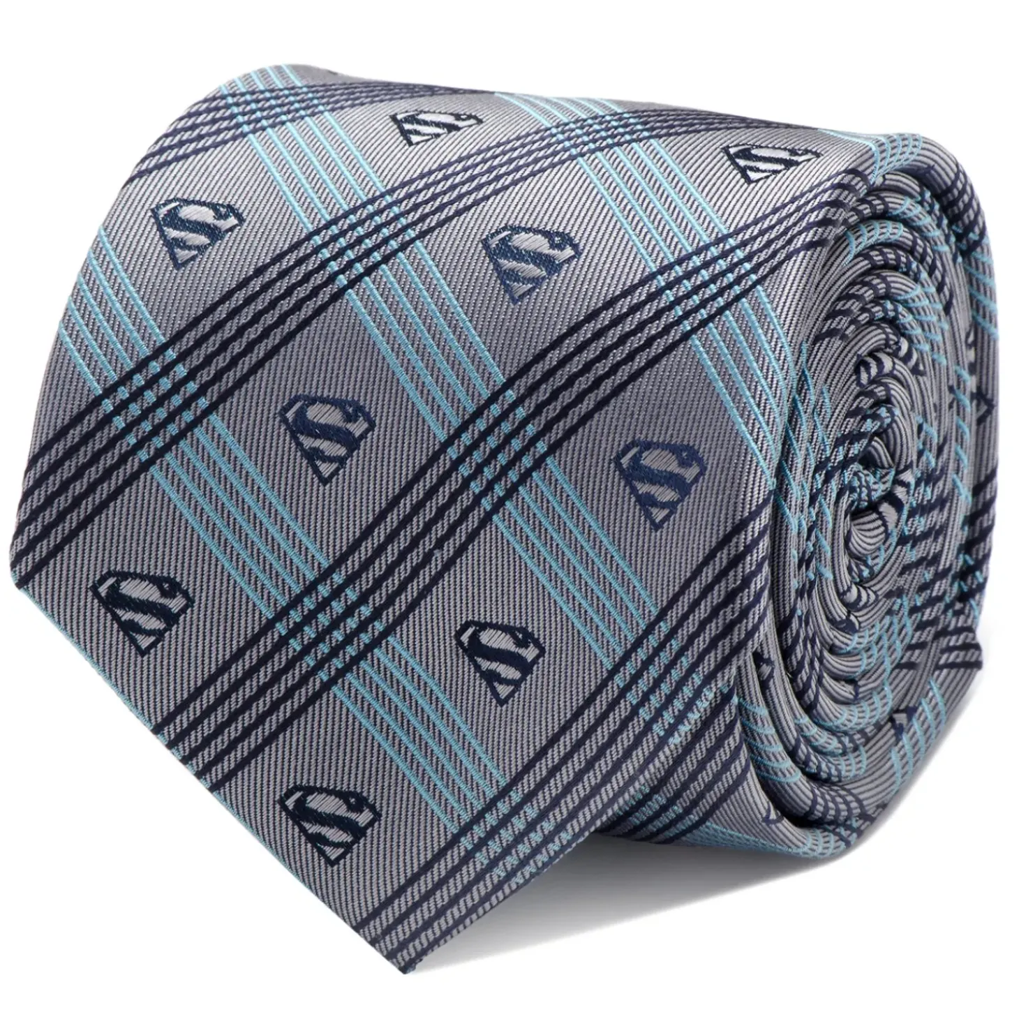 DC Comics Superman Gray Plaid Tie