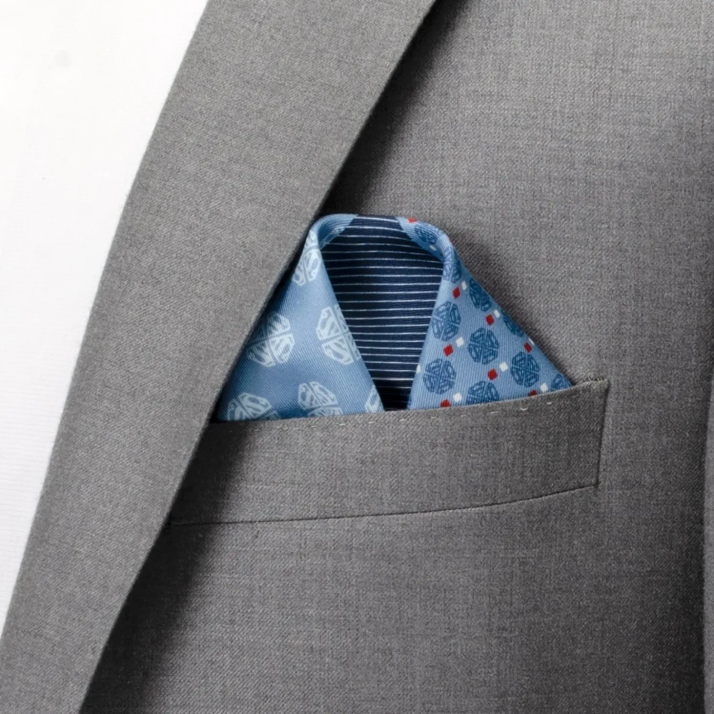 DC Comics Superman Multi Motif Blue Pocket Square