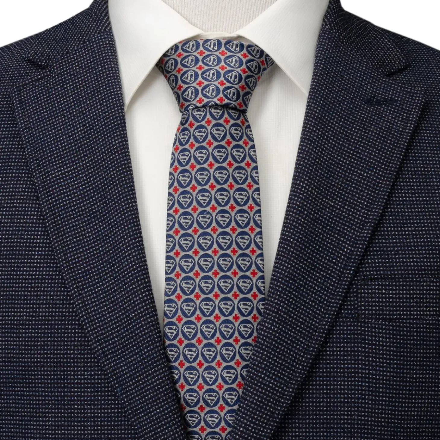 DC Comics Superman Shield Motif Gray Men's Tie
