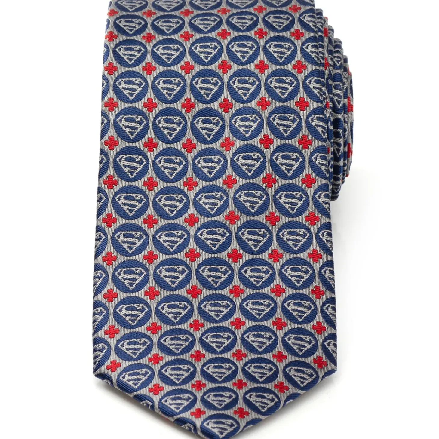DC Comics Superman Shield Motif Gray Men's Tie