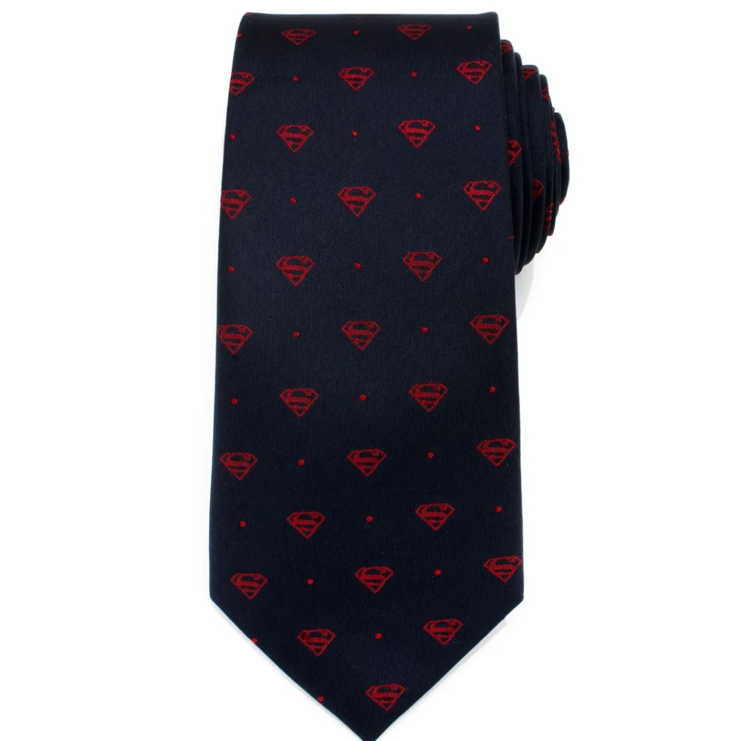 DC Comics Superman Shield Navy and Red Dot Tie