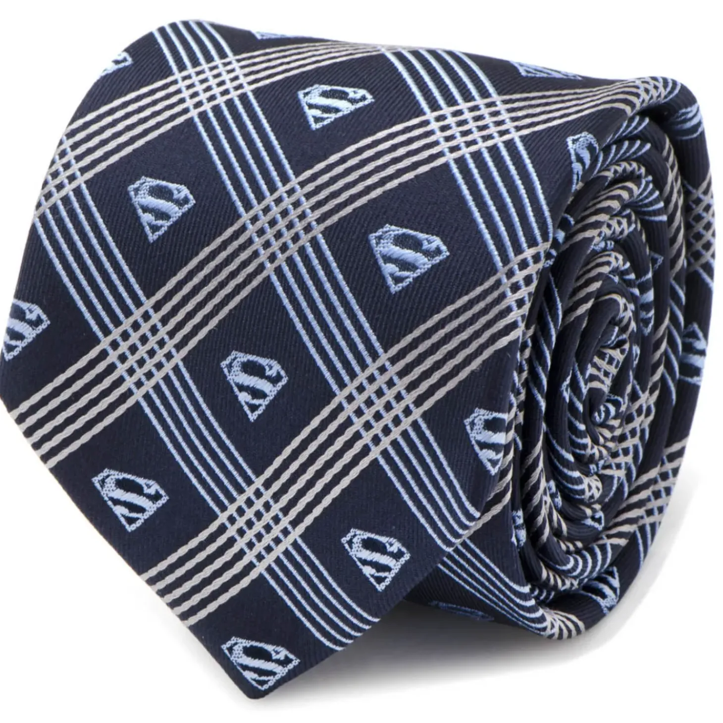DC Comics Superman Shield Navy Plaid Mens Tie